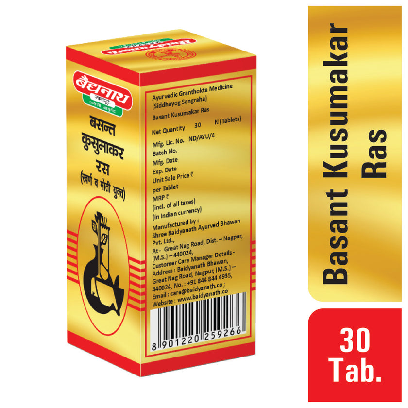 Baidyanath Basant Kusumakar Ras 30 Tablets | Premium Ayurvedic Rasayana & Wellness Support