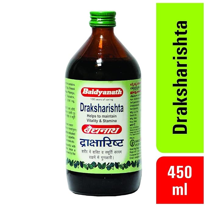 Baidyanath Asli Ayurved Draksharishta 450 ml | Ayurvedic Digestive, Liver & Vitality Support
