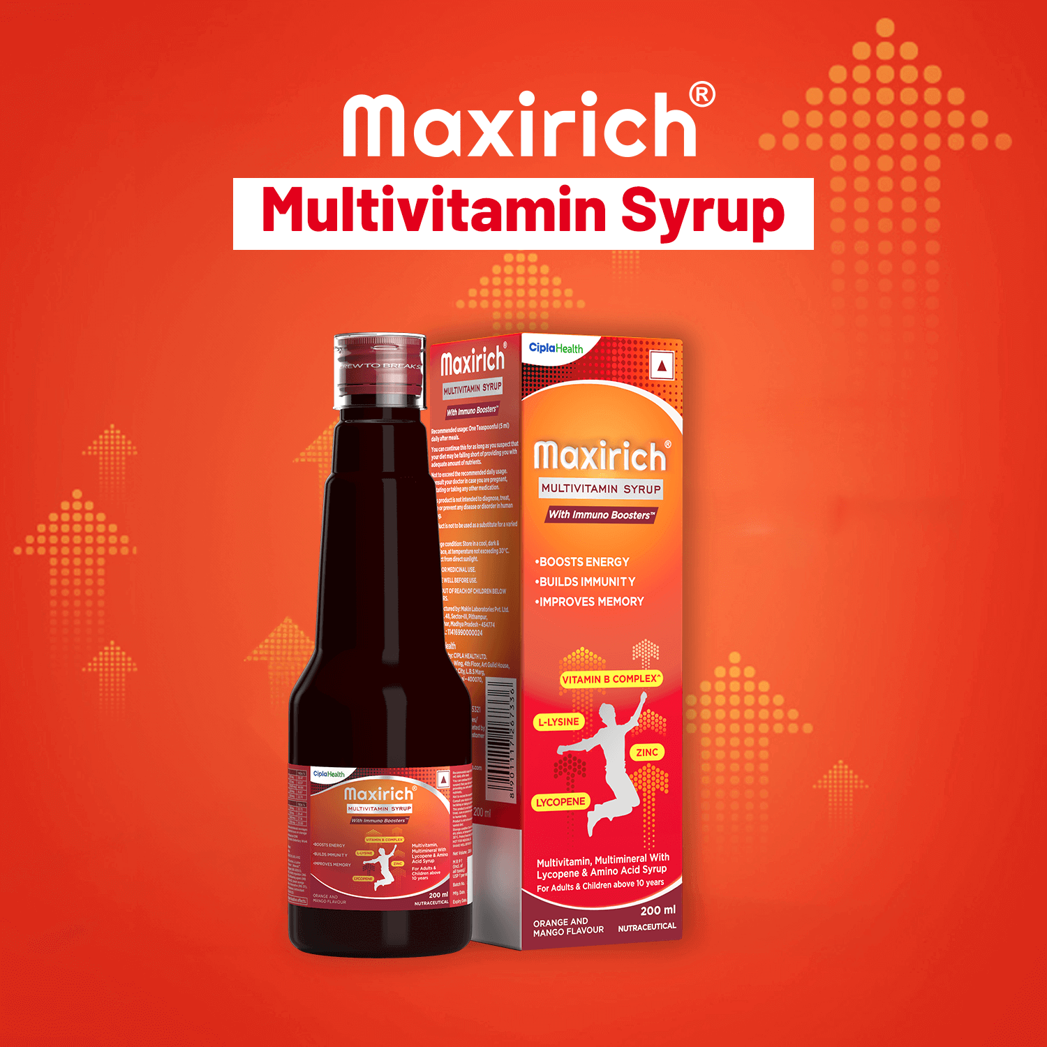 Cipla Maxirich Multivitamin Syrup 200 ML | Vitamins & Minerals for Energy, Immunity & Wellness