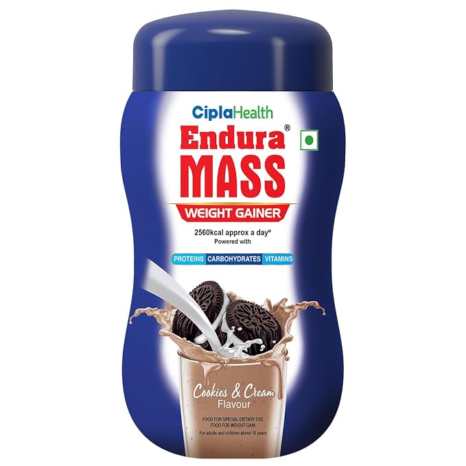 Endura Mass Weight Gainer Powder 550 GM | Cookies & Cream | Protein, Carbohydrates, Vitamins & Minerals