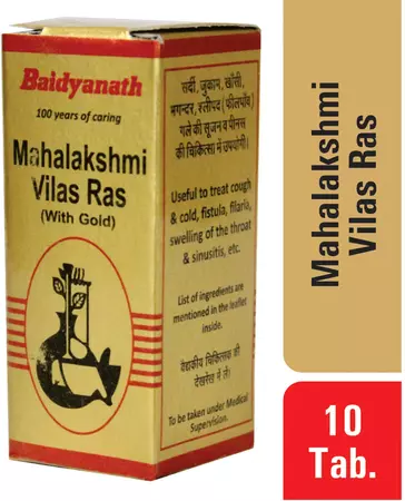 Baidyanath Asli Ayurved Mahalaxmivilas Ras With Gold 10 Tablets | Classical Ayurvedic Rasashastra Formulation