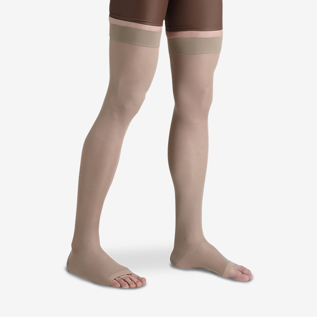 Flamingo Medical Compression Stockings Above Knee Class 1 Size XL | Graduated Compression Stockings for Varicose Veins, Leg Swelling & Improved Blood Circulation | Beige