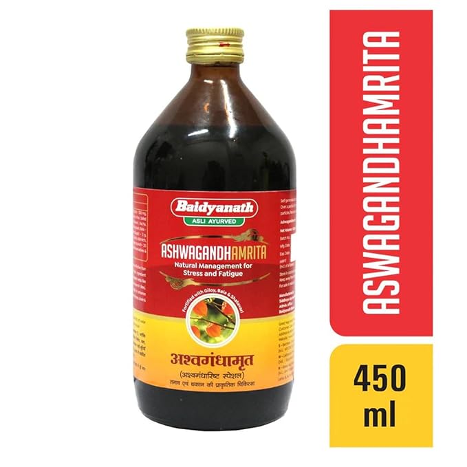 Baidyanath Asli Ayurved Ashwagandhaamrita Special 450 ml | Ayurvedic Strength & Vitality Support