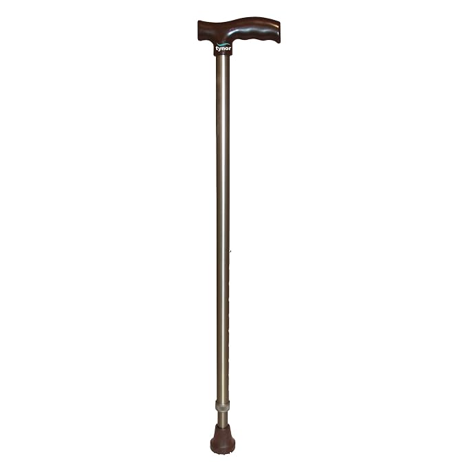 Tynor Walking Stick L Type – Adjustable Height Walking Aid, Black, Universal Size