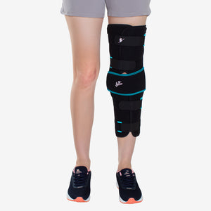 Flamingo Long Knee Brace Size L | Adjustable Hinged Knee Support for ACL, Ligament Injuries, Arthritis, Sports & Post-Surgery Recovery