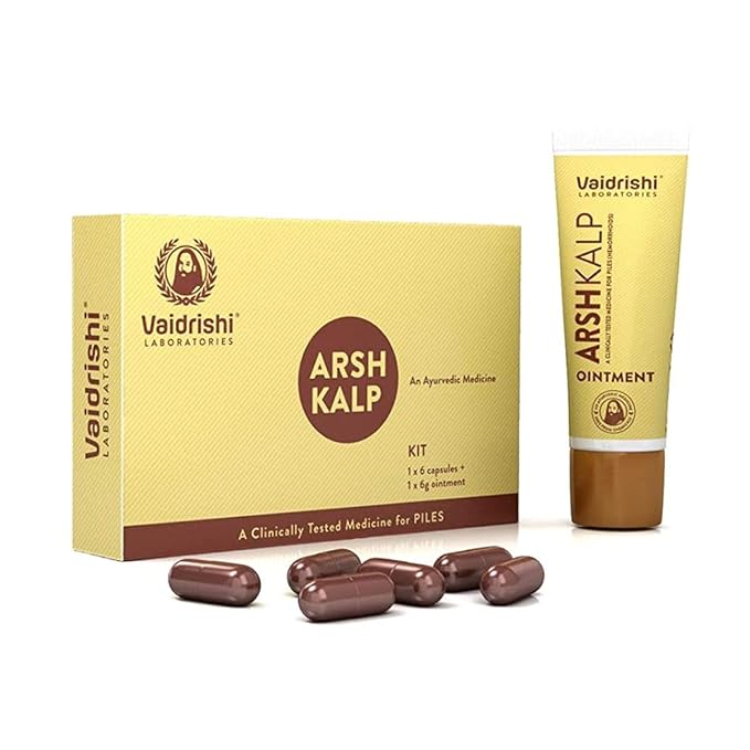 Vaidrishi Arsh Kalp Combo Pack 6 Capsules + 6g Ointment | Ayurvedic Piles Care