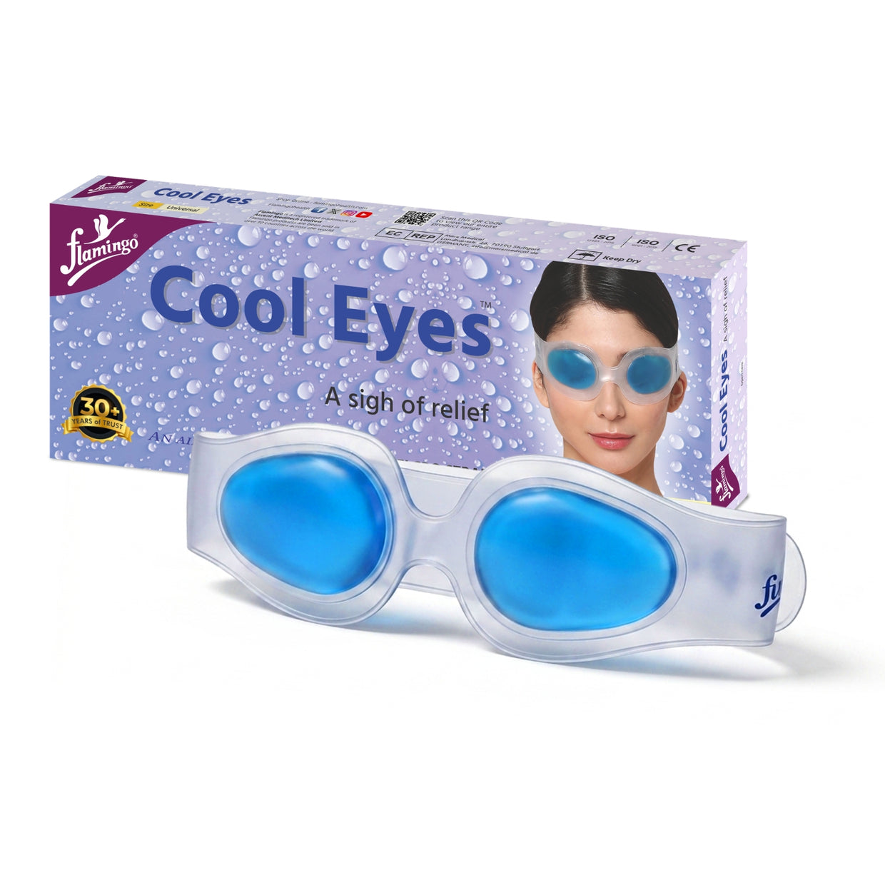 Flamingo Cool Eyes | Reusable Cooling Eye Mask for Eye Strain, Puffiness, Dark Circles & Headache Relief | Soft Gel Cold Compress | Universal Size