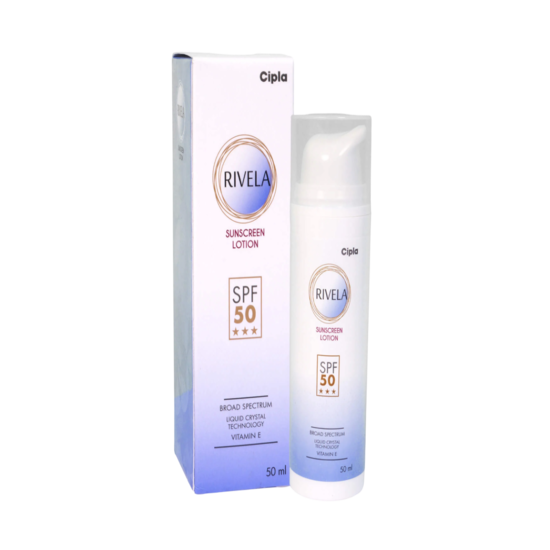 Rivela Sunscreen Lotion SPF 50 50 ML by Cipla | Broad Spectrum UV Protection