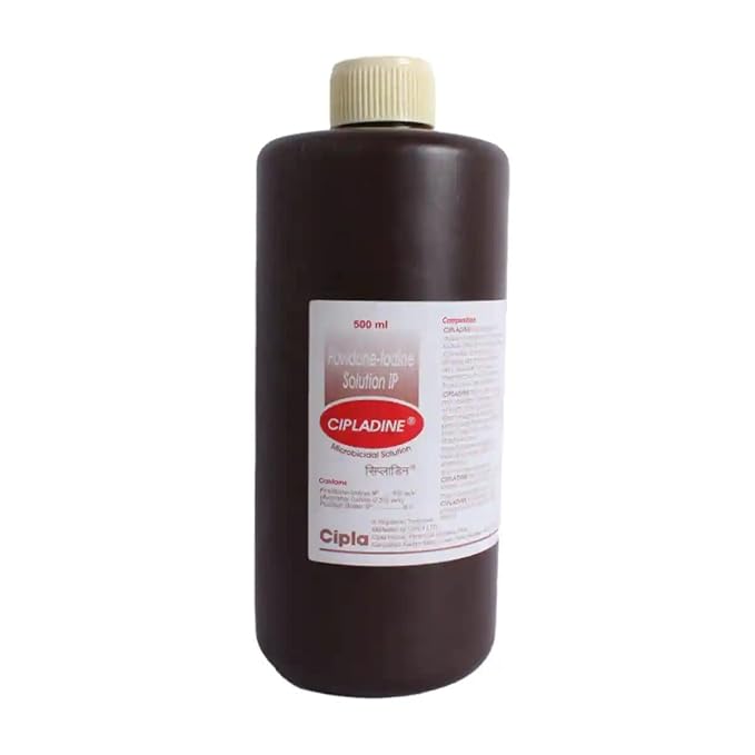 Cipladine 5% Solution 500 ML | Povidone-Iodine Antiseptic Solution for Wound & Skin Care
