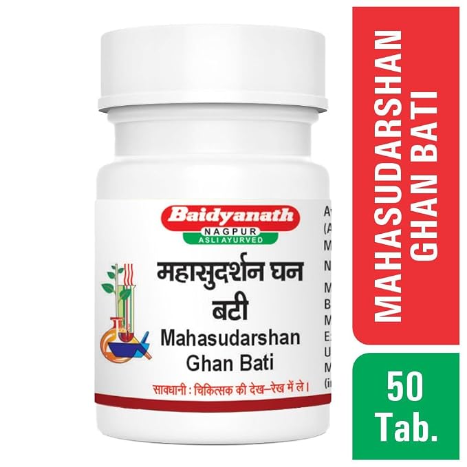 Baidyanath Asli Ayurved Mahasudarshan Ghanbati 50 Tablets | Ayurvedic Fever & Wellness Support