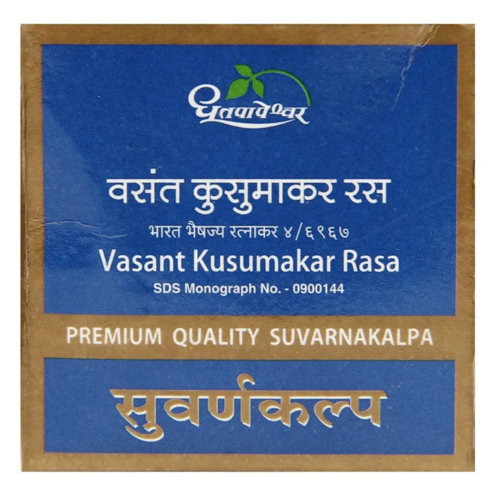 Dhootapapeshwar Vasant Kusumakar Ras Premium 10 Tablets | Ayurvedic Rasashastra for Diabetic & Overall Wellness