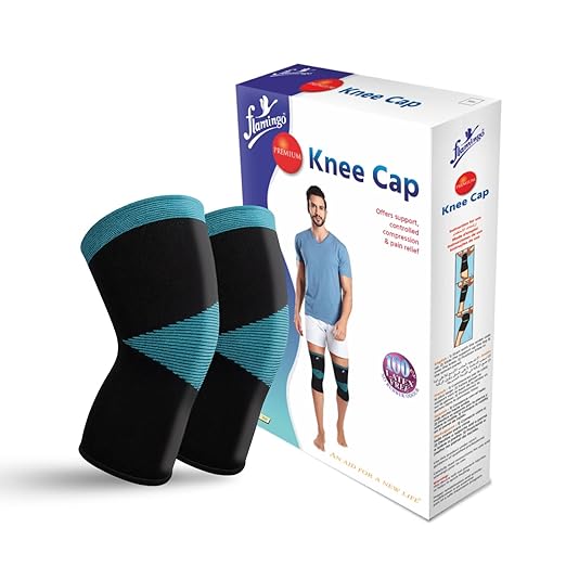 Flamingo Premium Knee Cap Size XL | Premium Compression Knee Support for Gym, Sports, Running, Cycling, Arthritis & Joint Pain Relief | Black