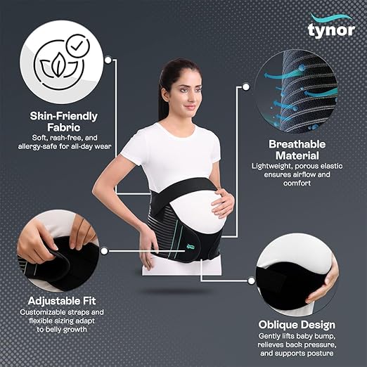 Tynor Maternity Belt Size M | Adjustable Pregnancy Support Belt for Belly & Lower Back Pain Relief