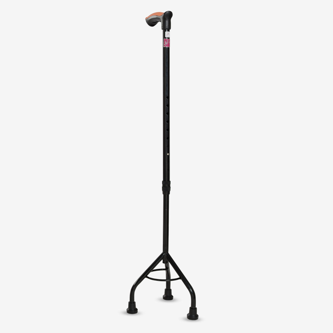 Flamingo Tripod Metal Base Walking Stick | Adjustable Aluminum Tripod Cane with Heavy-Duty Metal Base | Anti-Slip Mobility Aid for Elderly, Rehabilitation & Balance Support