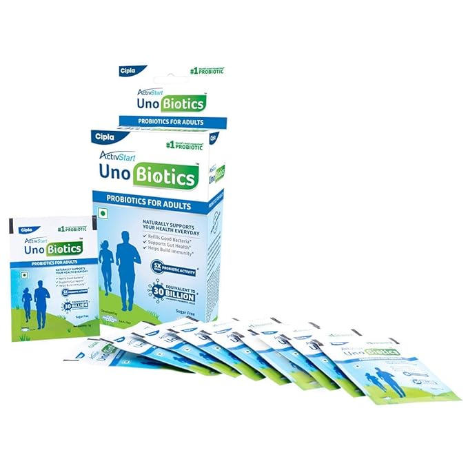 Cipla Activstart Unobiotics with Probiotic Activity 10 Sachets | Probiotics for Adults & Immunity Support