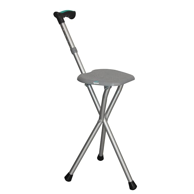 Tynor Walking Stick with Seat – Multi-Functional Walking Aid with Foldable Seat