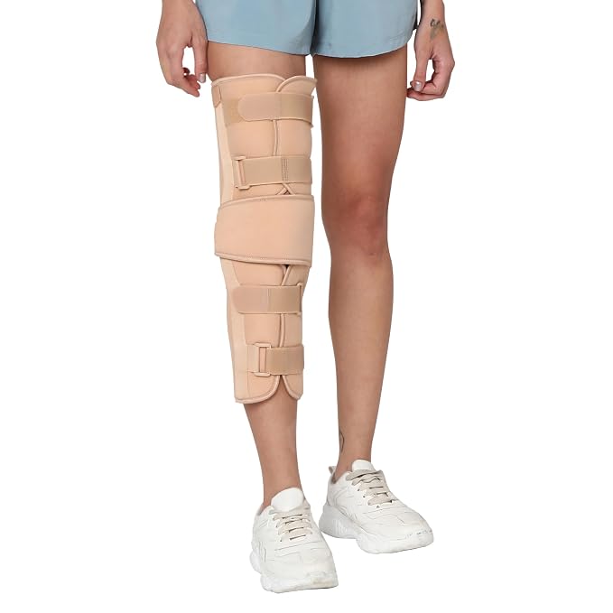 Flamingo Long Knee Immobilizer Brace Size XL | Post-Surgery Knee Immobilizer for Knee Dislocation, Ligament Injuries, Fractures & Recovery | Beige