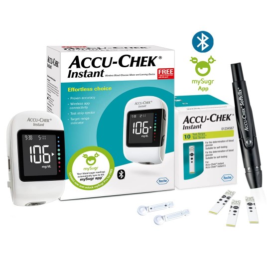 Accu-Chek Instant Glucometer (10 Free Test Strips Included)