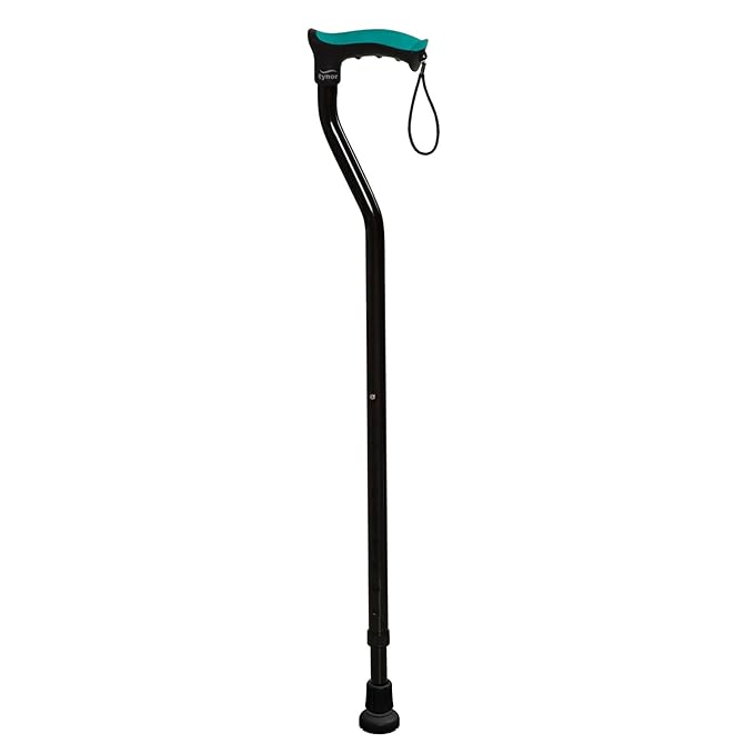 Tynor Walking Stick Standard – Adjustable Height Walking Aid, Black, Universal Size