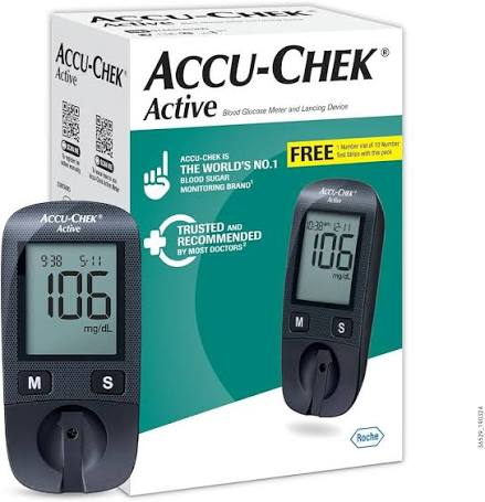 Accu-Chek Active Glucometer (10 Free Test Strips Included)