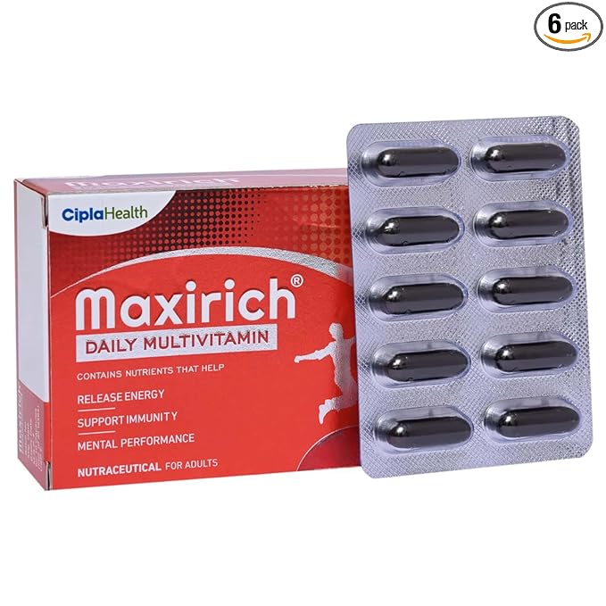 Cipla Maxirich Daily Multivitamin 60 Softgels | Essential Vitamins, Minerals & Antioxidants for Energy & Immunity