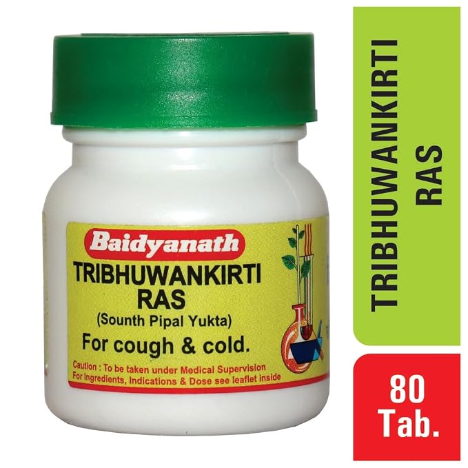 Baidyanath Asli Ayurved Tribhuvankirti Ras 80 Tablets | Ayurvedic Fever & Respiratory Wellness Support