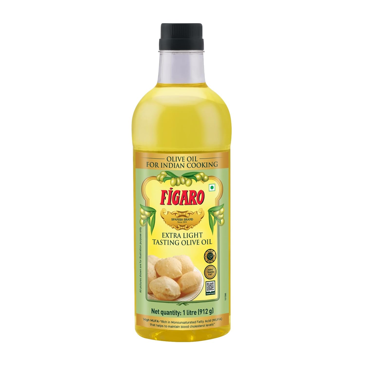 Figaro Extra Light Tasting Olive Oil 1 Litre | Ideal for Indian Cooking & Deep Frying