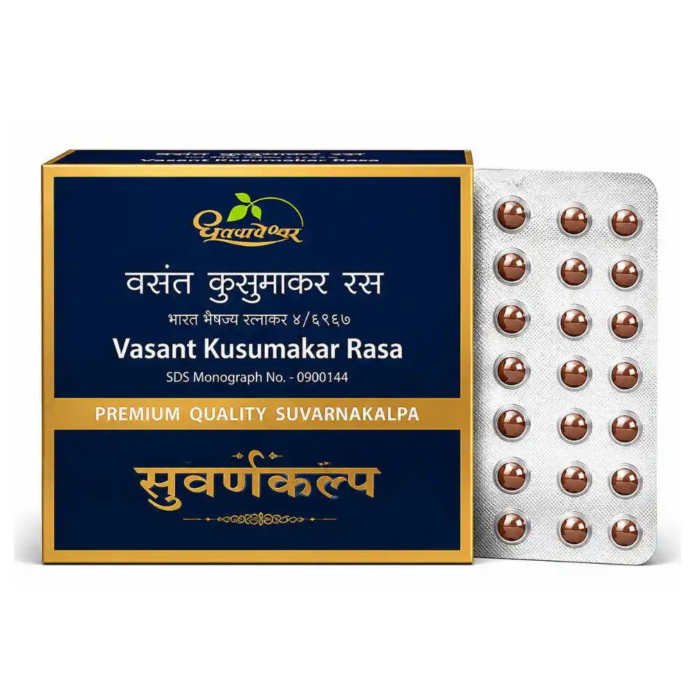 Dhootapapeshwar Vasant Kusumakar Ras Premium 30 Tablets | Ayurvedic Rasashastra for Diabetic & Overall Wellness