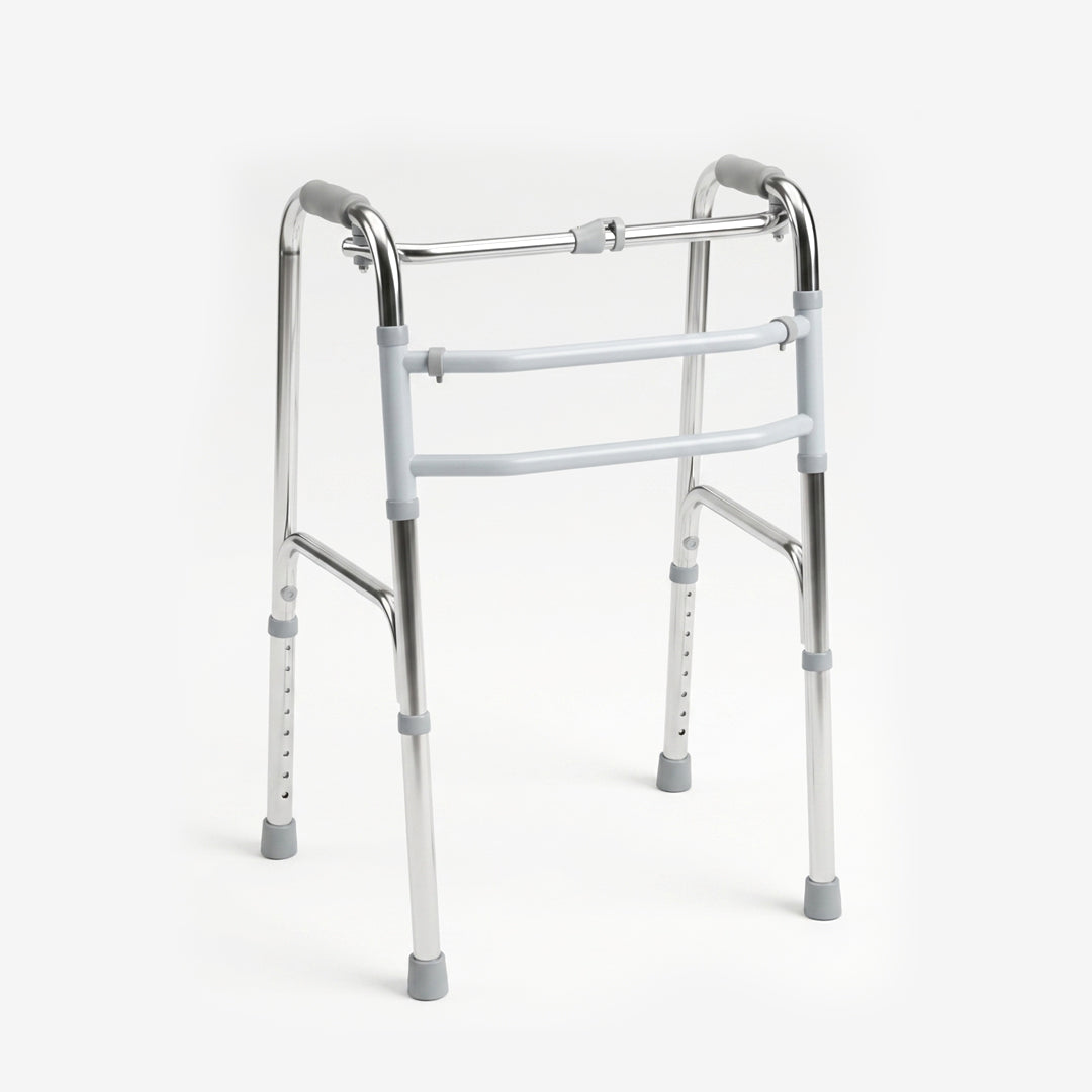 Flamingo Reciprocal Folding Walker (Aluminum) | Lightweight Foldable Walking Aid with Reciprocal Movement | Adjustable Height Mobility Walker for Elderly & Rehabilitation