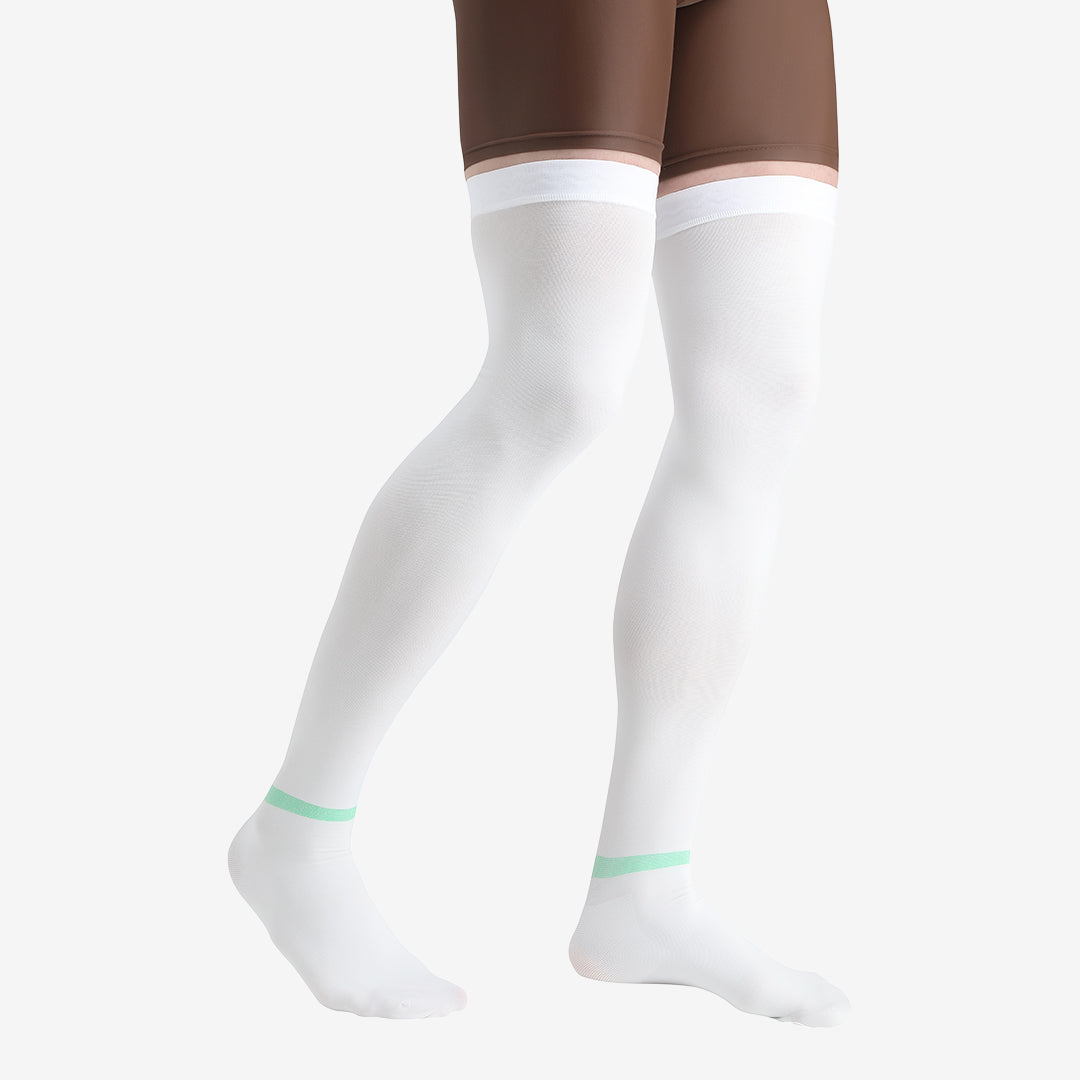 Flamingo Anti-Embolism Stockings Above Knee Size L | Medical Compression Stockings for DVT Prevention, Post-Surgical Recovery & Improved Blood Circulation | White