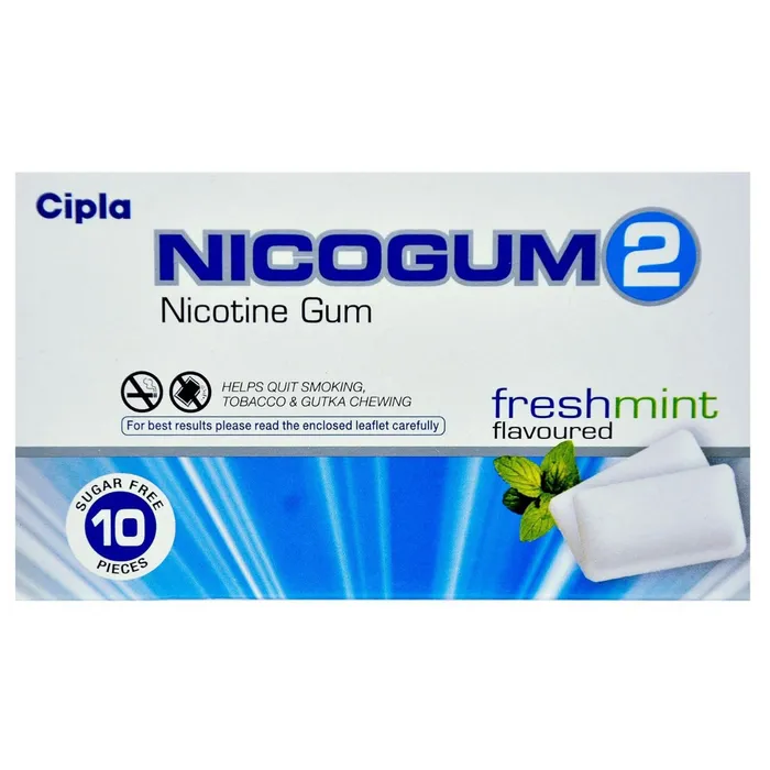 Nicogum 2 MG Freshmint Sugar Free Nicotine Gum 10's | Nicotine Replacement Therapy