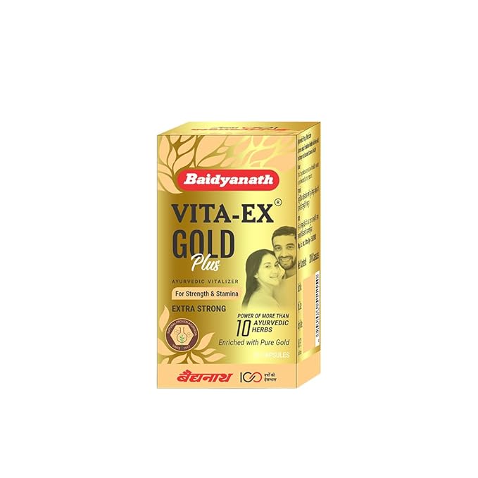 Baidyanath Vita Ex Gold Plus 20 Capsules | Pure Himalayan Shilajit, Ashwagandha & Safed Musli | Stamina & Vitality Support