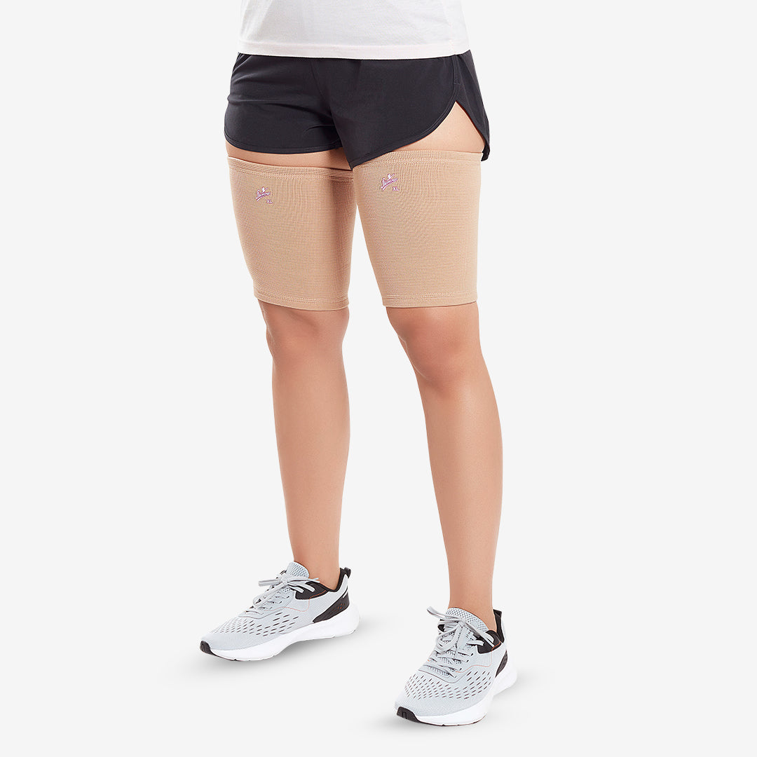Flamingo Thigh Support Size XXL | Compression Thigh Sleeve for Hamstring Strain, Muscle Injury, Sports, Gym & Pain Relief | Beige